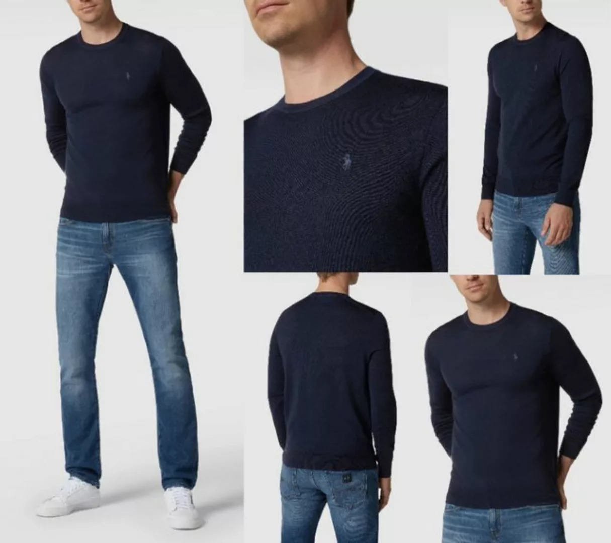 Polo Ralph Lauren – Strickpullover aus Merinowolle in Marine mit Markenlogo günstig online kaufen