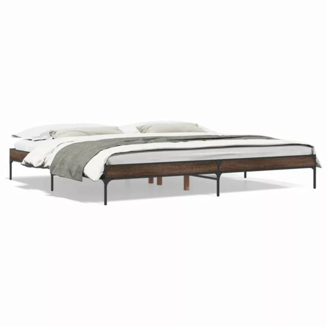 vidaXL Bett Bettgestell Grau Sonoma 200x200 cm Holzwerkstoff und Metall günstig online kaufen