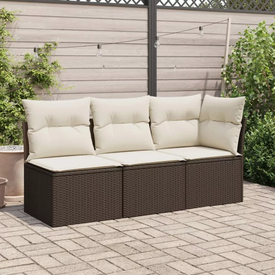 vidaXL Loungesofa Garten-Ecksofa mit Kissen Braun günstig online kaufen