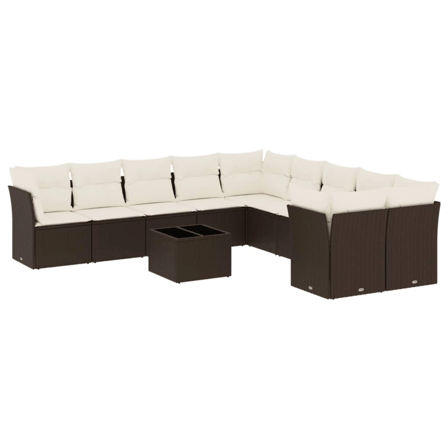 vidaXL 11-Tlg Garten-Sofagarnitur mit Kissen Braun Poly Rattan 3218253 günstig online kaufen
