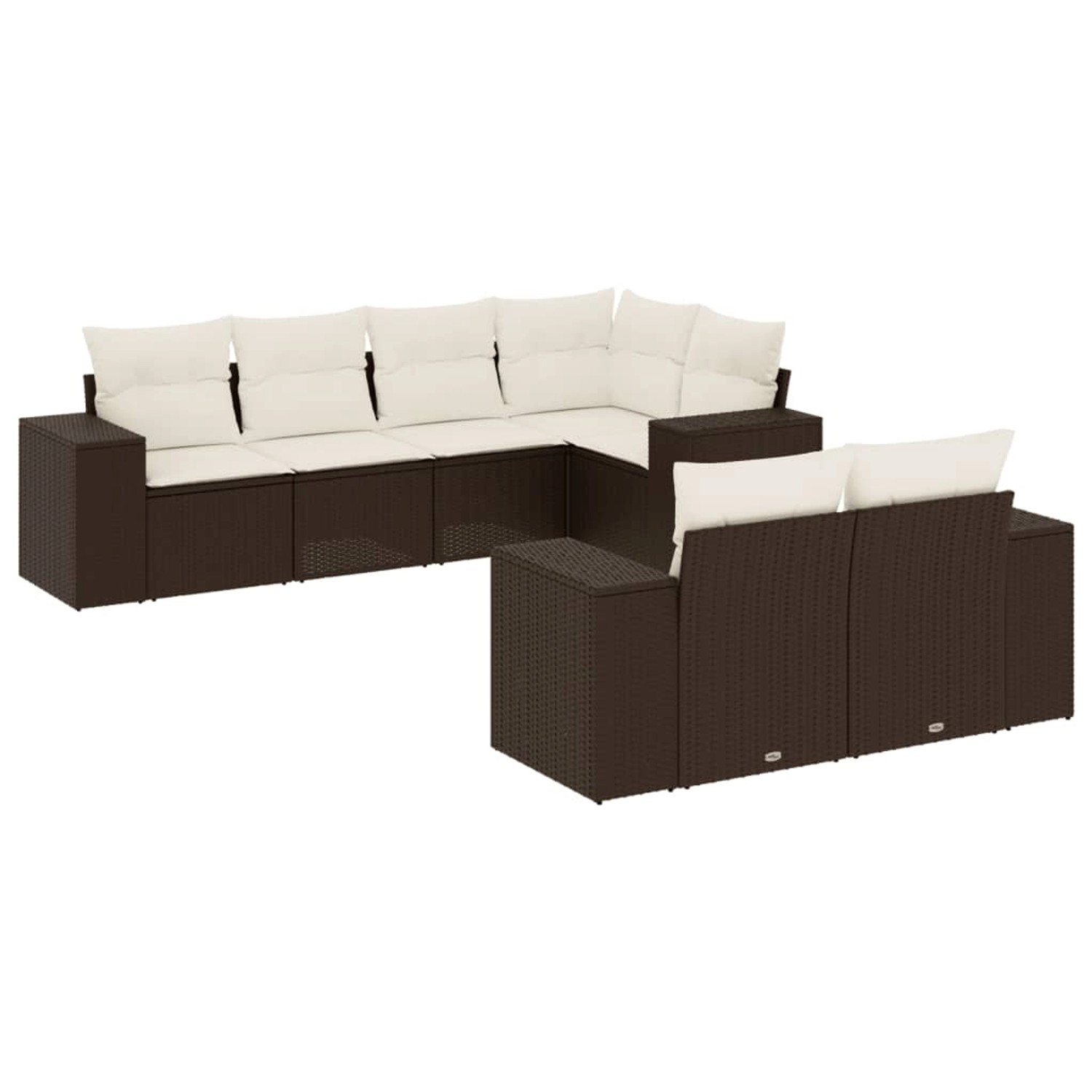 vidaXL 7-Tlg Garten-Sofagarnitur mit Kissen Braun Poly Rattan 3255150 günstig online kaufen