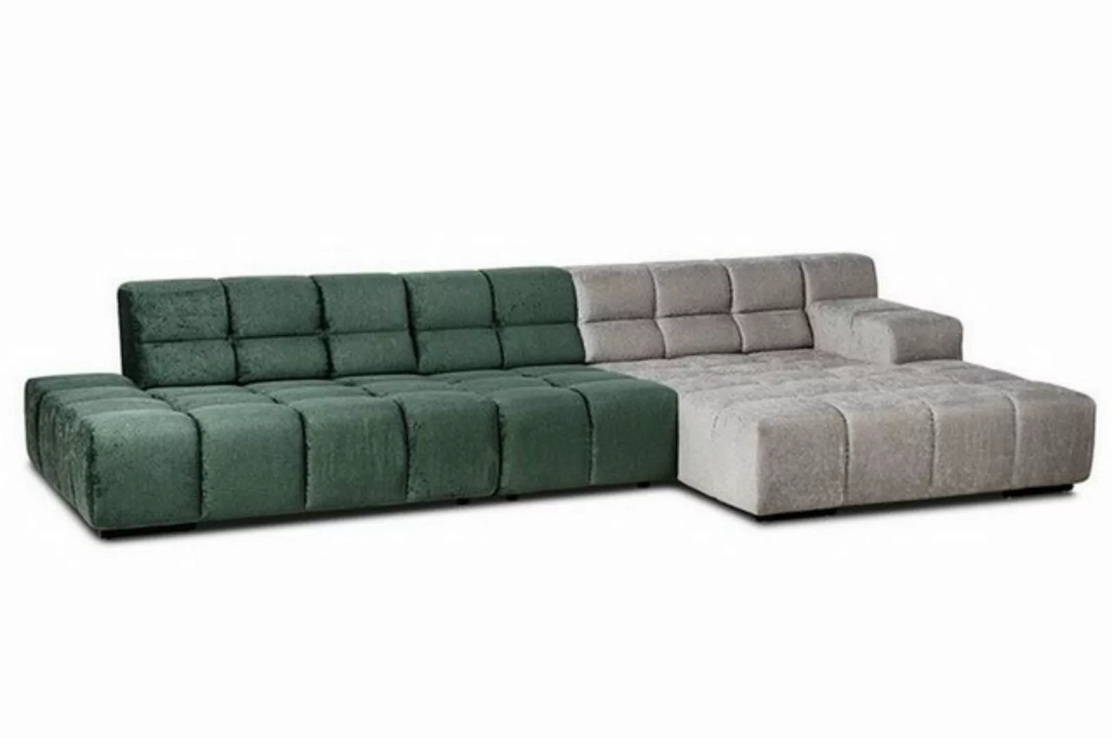 daslagerhaus living Ecksofa Ecksofa Cube Stoff dunkelgrün grau, 2 Teile günstig online kaufen