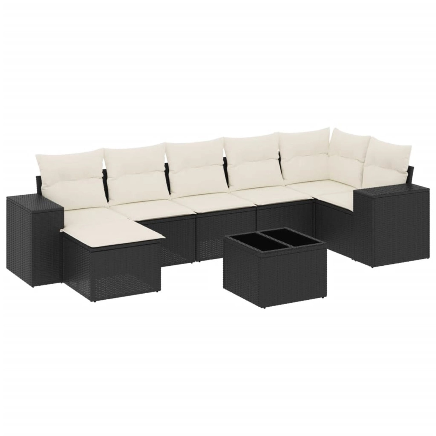 vidaXL 8-Tlg Garten-Sofagarnitur mit Kissen Schwarz Poly Rattan 3255223 günstig online kaufen