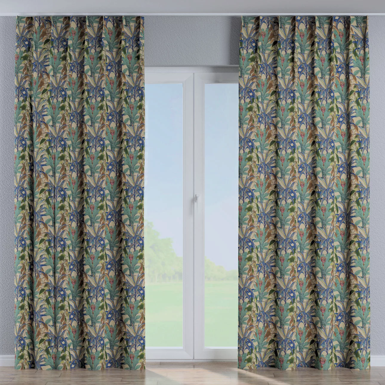 Vorhang mit flämischen 1-er Falten, grün- blau, Intenso Premium (144-29) günstig online kaufen