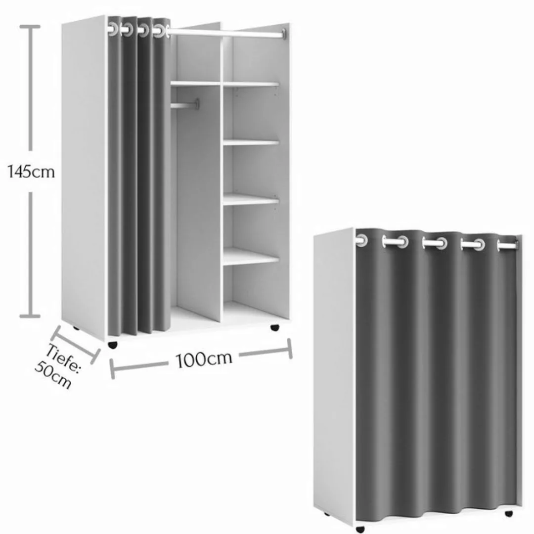 möbelando Kleiderschrank Jill Mobiler Kleiderschrank aus Spanplatte in Weiß günstig online kaufen