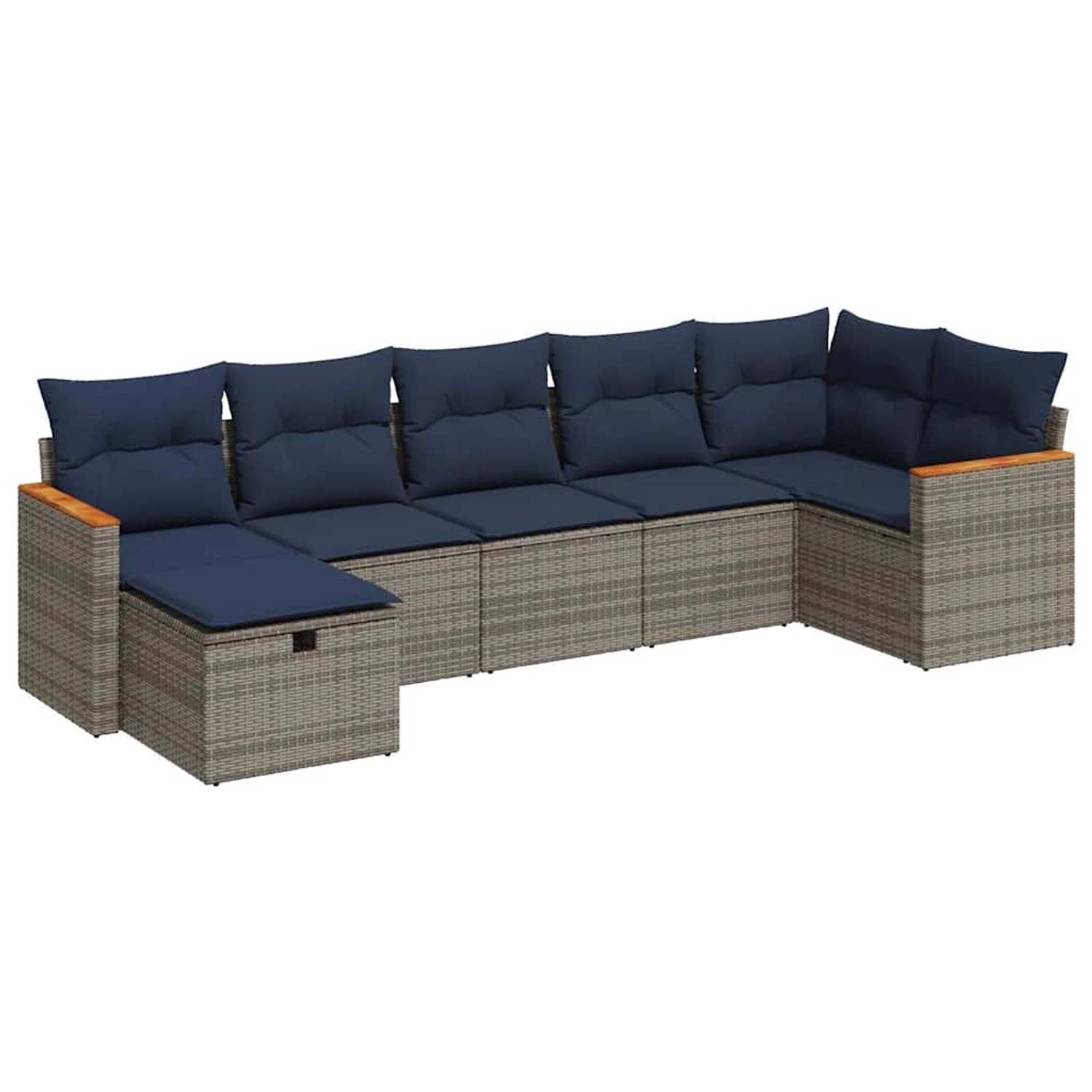 vidaXL 7-Tlg Garten-Sofagarnitur mit Kissen Grau Poly Rattan 3325932 günstig online kaufen