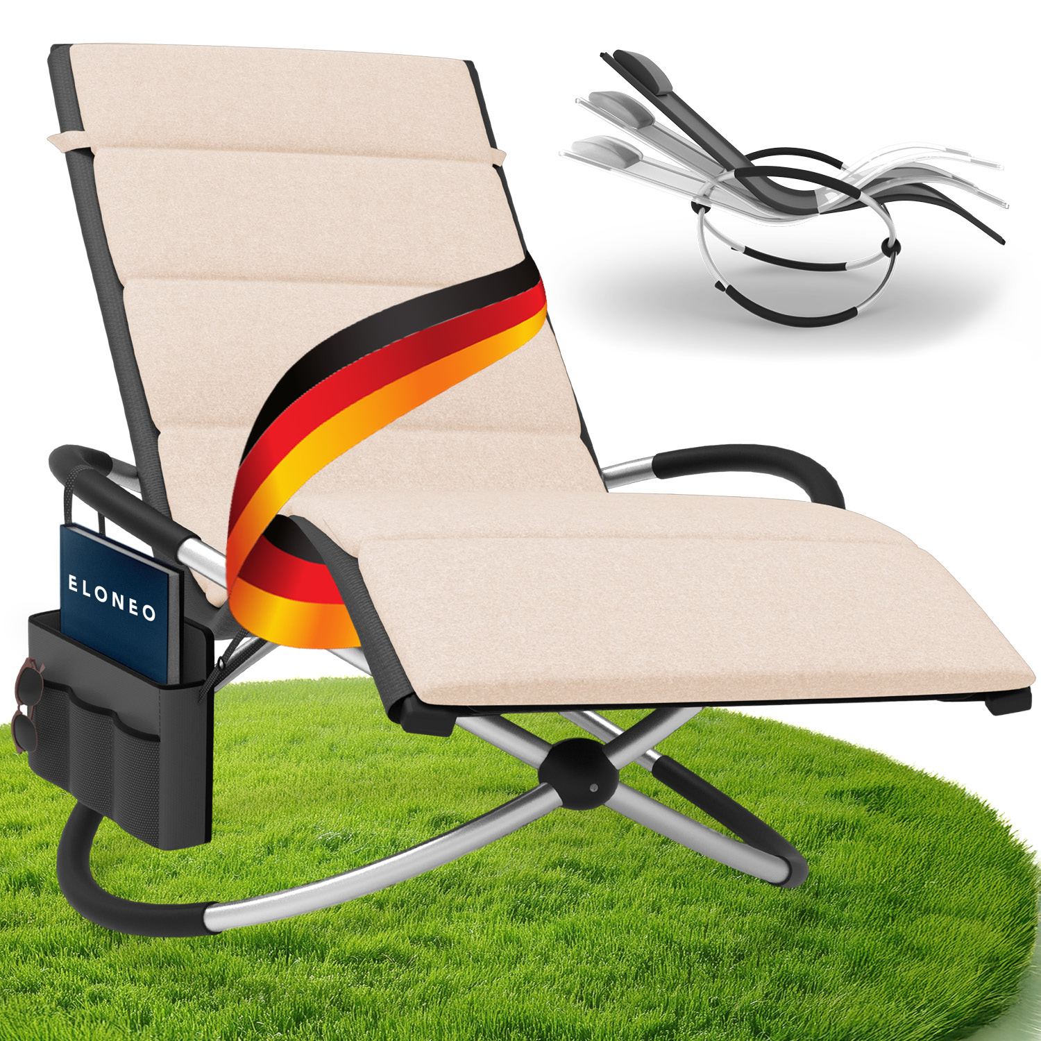 Relax-Schaukelliege inkl. Seitentasche Anthrazit + Auflage Creme günstig online kaufen
