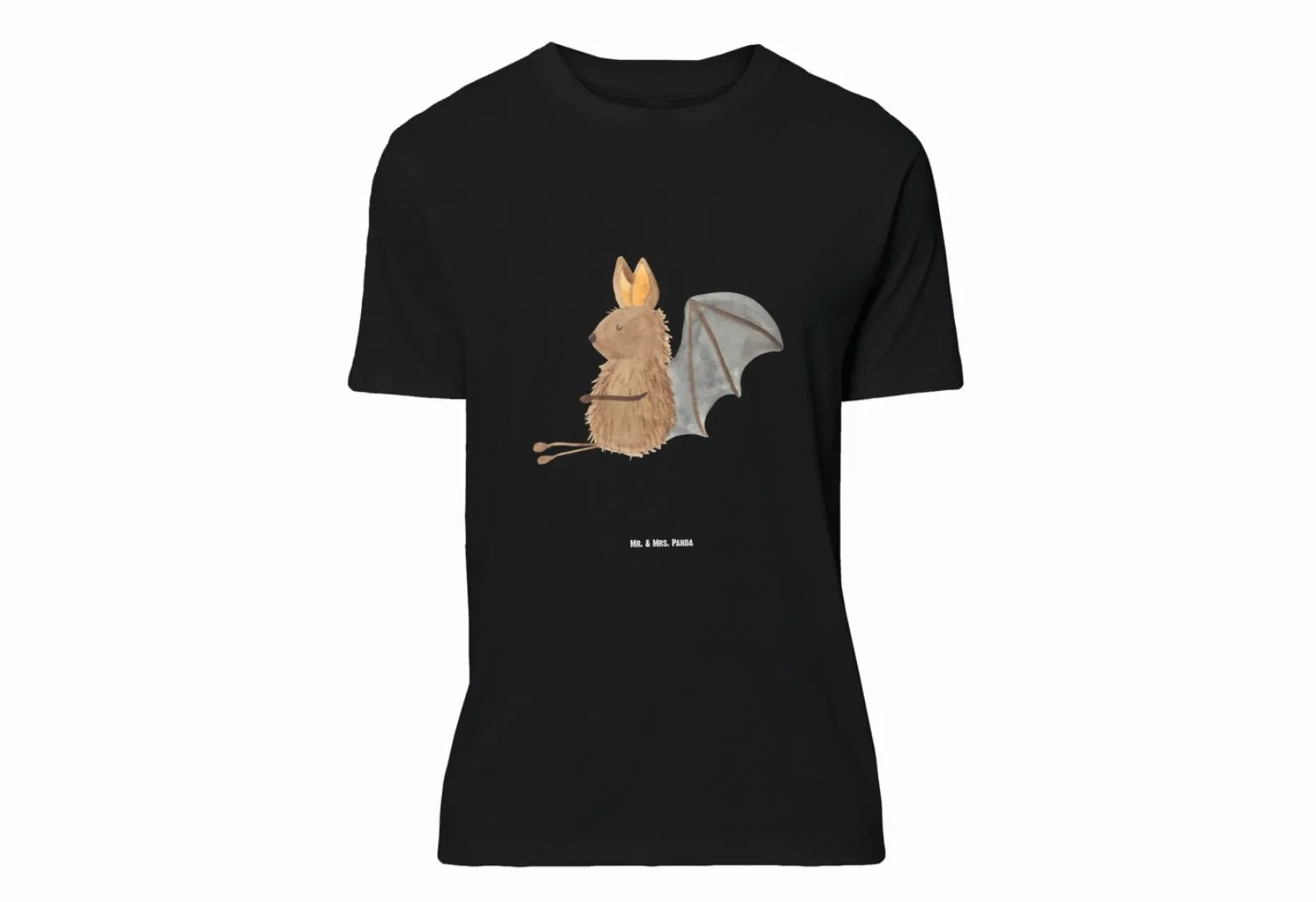 Mr. & Mrs. Panda T-Shirt Fledermaus sitzend - Schwarz - Geschenk, Shirt, lu günstig online kaufen