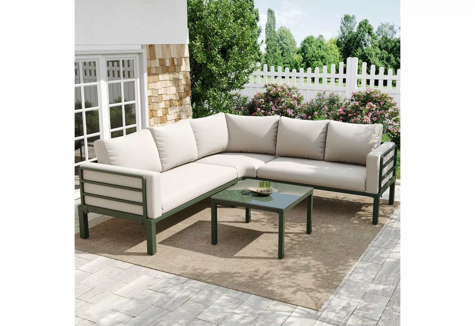 OKWISH Sofa Gartenmöbelset,mit verzinktem Eisengestell, Elegantes Gartenmöb günstig online kaufen