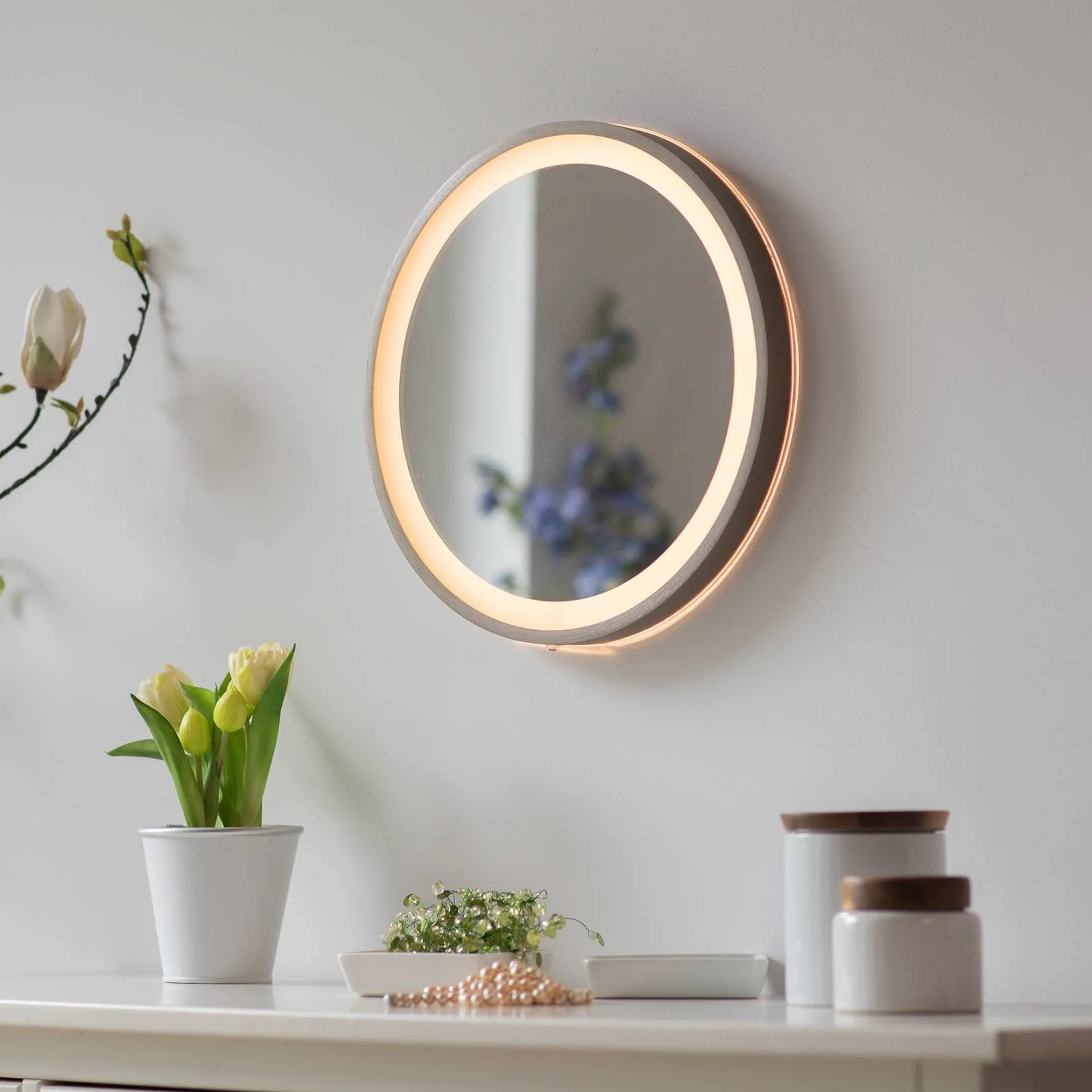 LED-Wandspiegel VIDRO, bronze, Ø 36 cm, Powerbank, Schalter günstig online kaufen