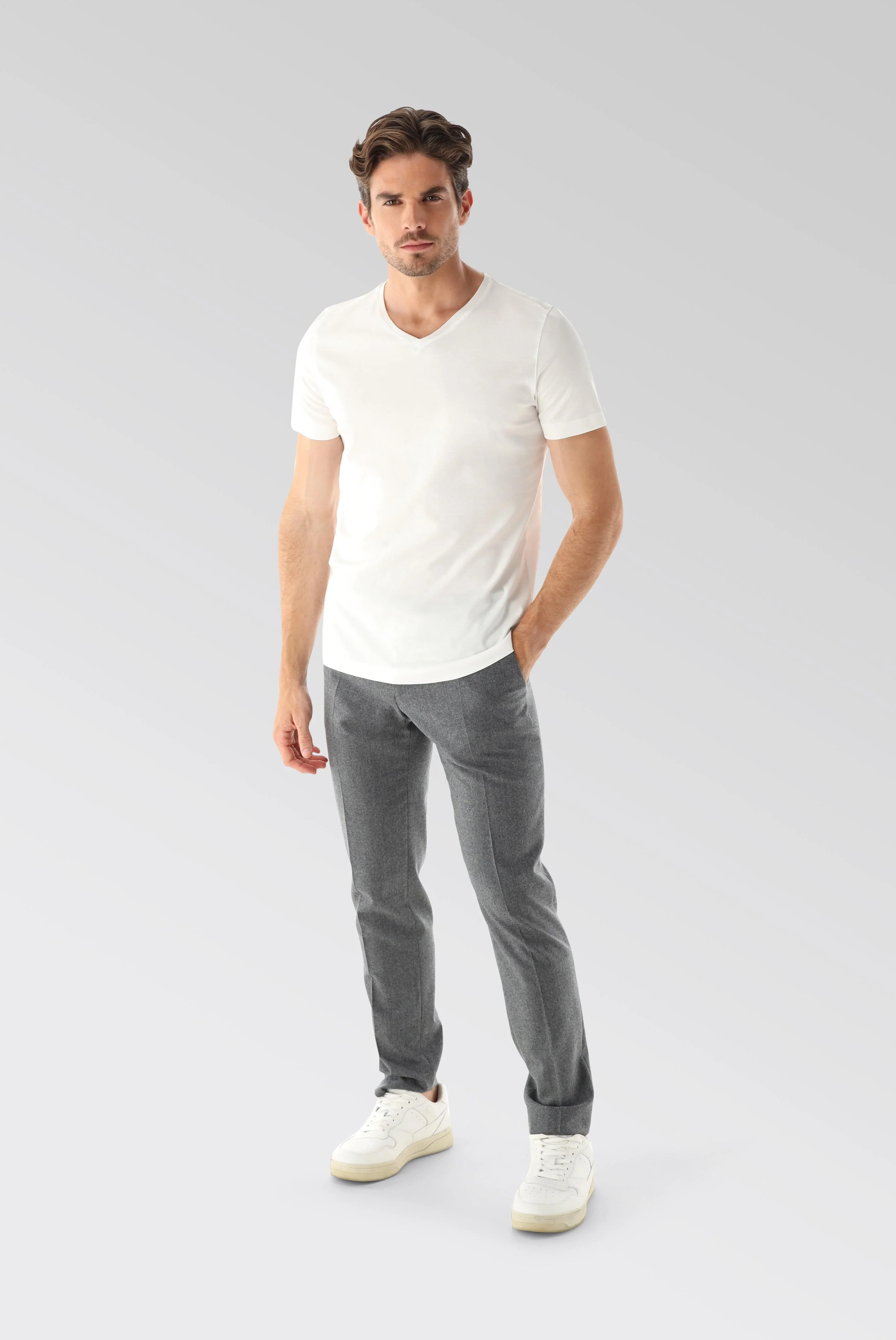 V-Ausschnitt Jersey T-Shirt Slim Fit günstig online kaufen
