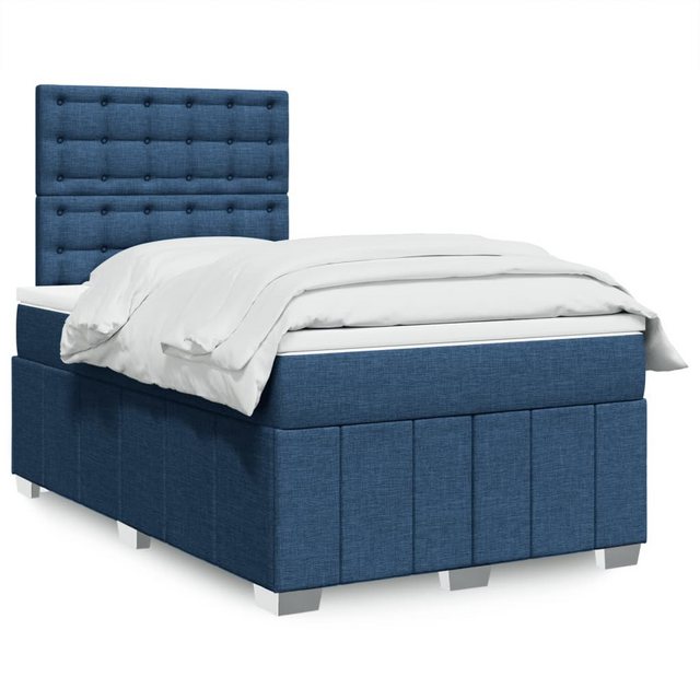 vidaXL Boxspringbett, Boxspringbett mit Matratze Blau 120x190 cm Stoff günstig online kaufen