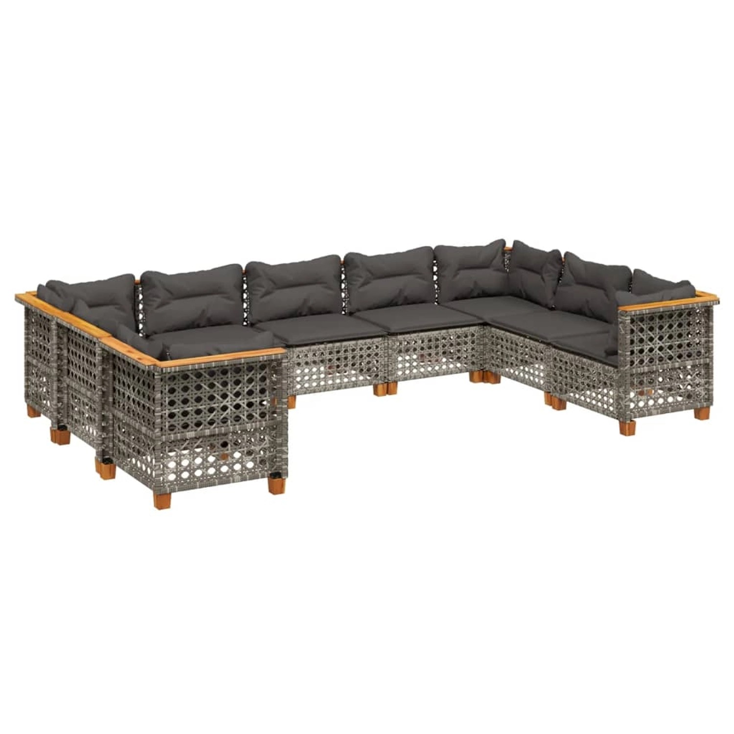 vidaXL 9-tlg Garten-Sofagarnitur mit Kissen Grau Poly Rattan Modell 136 günstig online kaufen