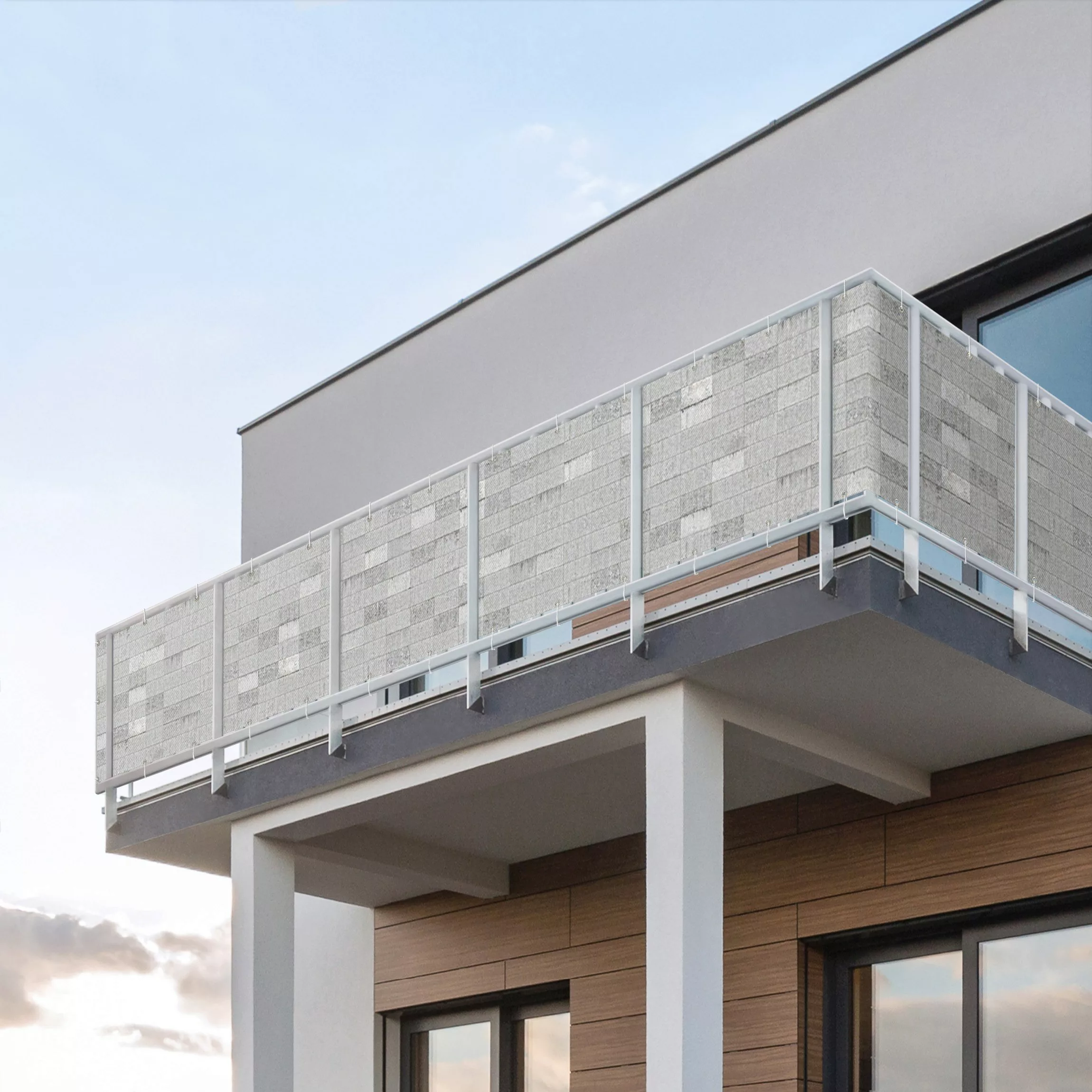 Balkon Sichtschutz Beton Ziegeloptik grau günstig online kaufen