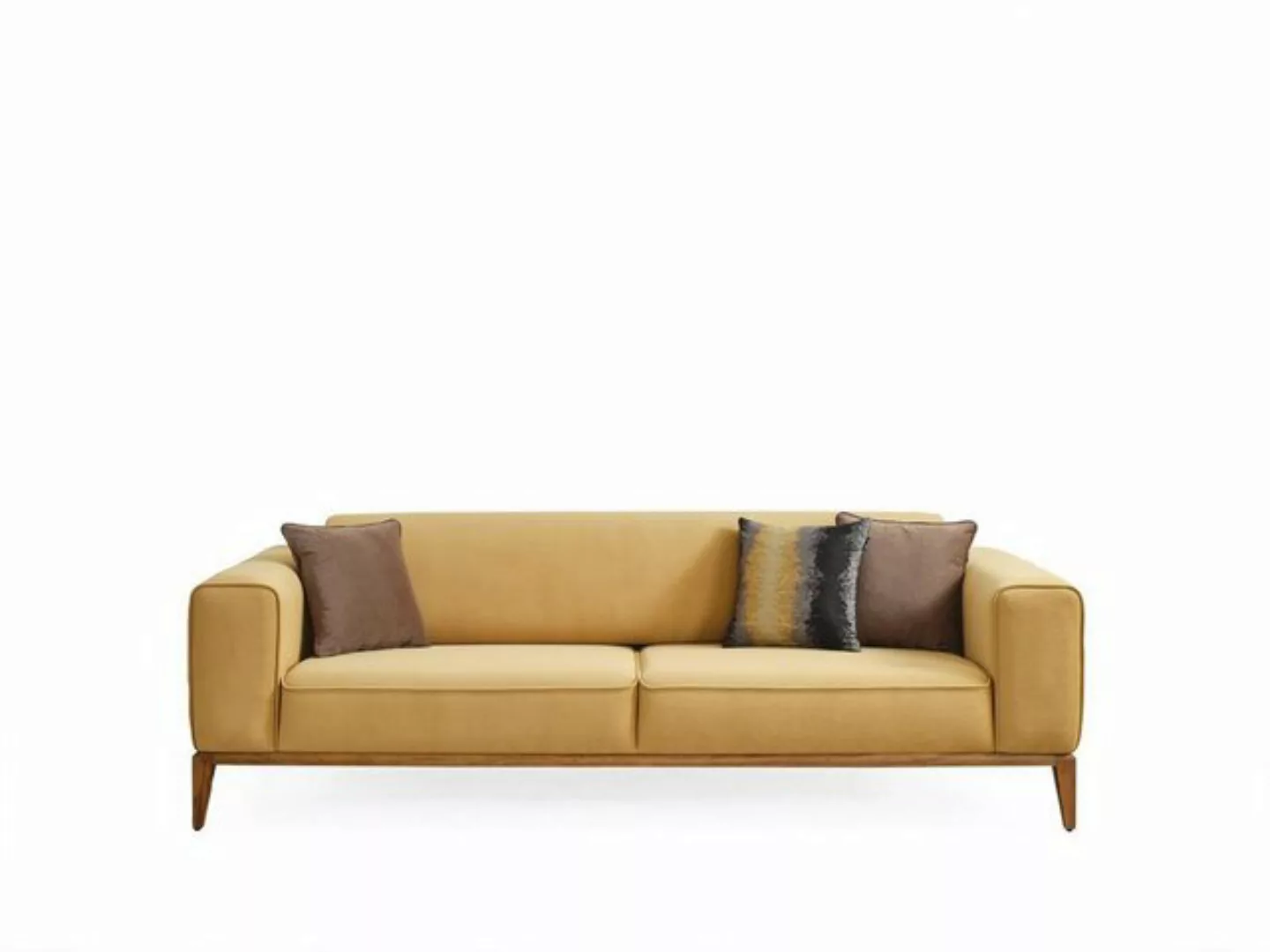 JVmoebel Sofa Dreisitzer Sofa 3 Sitzer Sofas Stoff Gelb Wohnzimmer Luxus Mo günstig online kaufen
