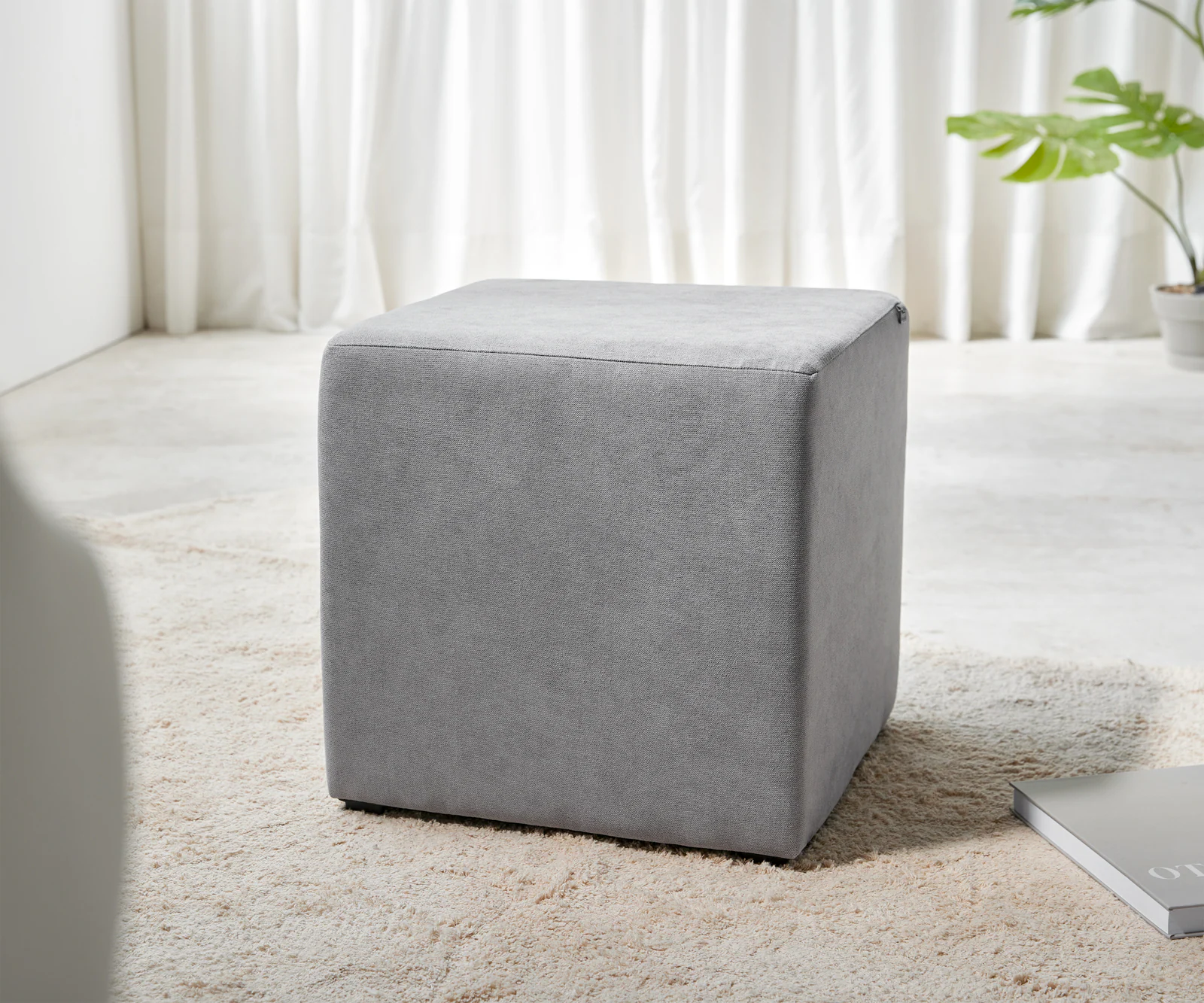 Sitzhocker Dado 45x45 cm Mikrofaser Grau günstig online kaufen