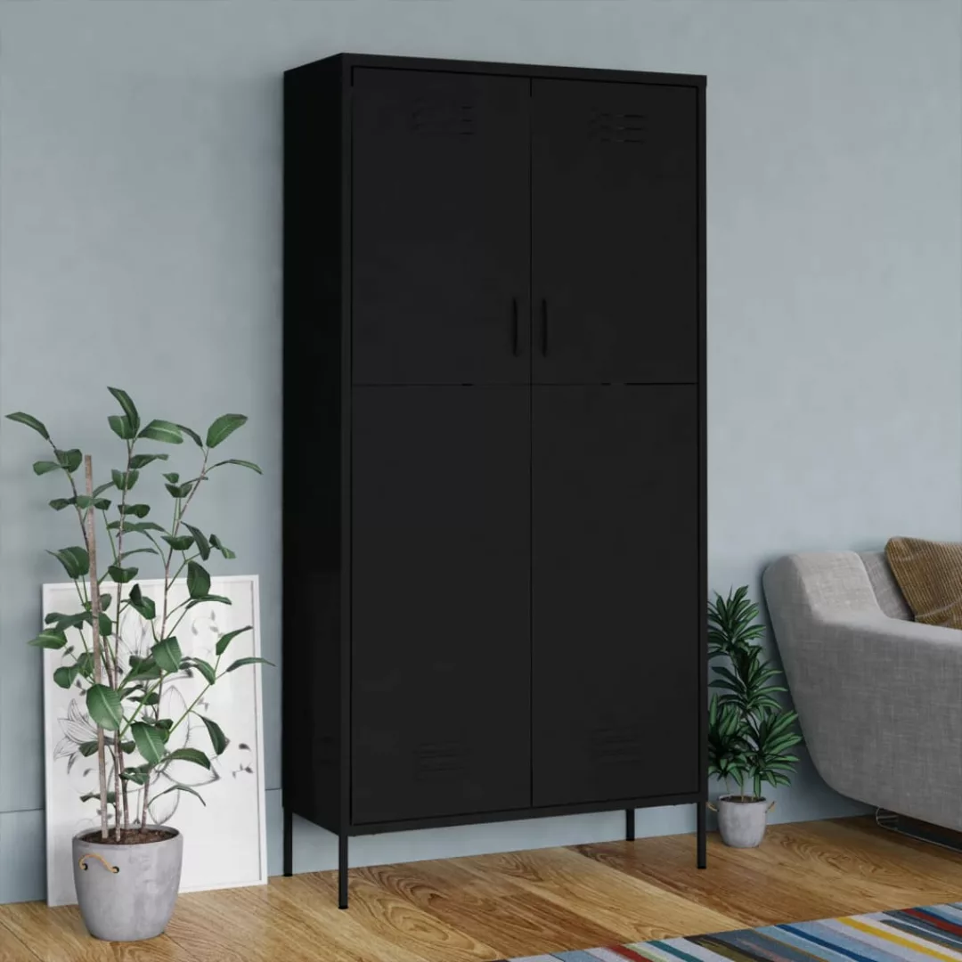 vidaXL Spind Kleiderschrank Spind Schwarz 90x50x180 cm Stahl günstig online kaufen