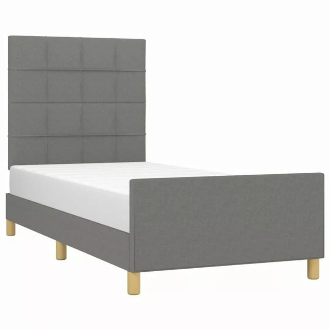 vidaXL Bett Bettgestell ohne Matratze Dunkelgrau 90x190 cm Stoff günstig online kaufen