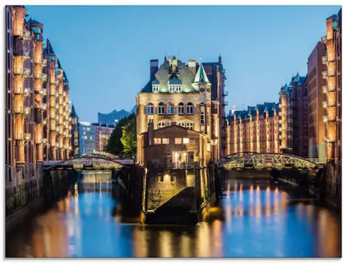 Artland Glasbild »Hamburg Wasserschloss in Speicherstadt 2«, Gebäude, (1 St günstig online kaufen