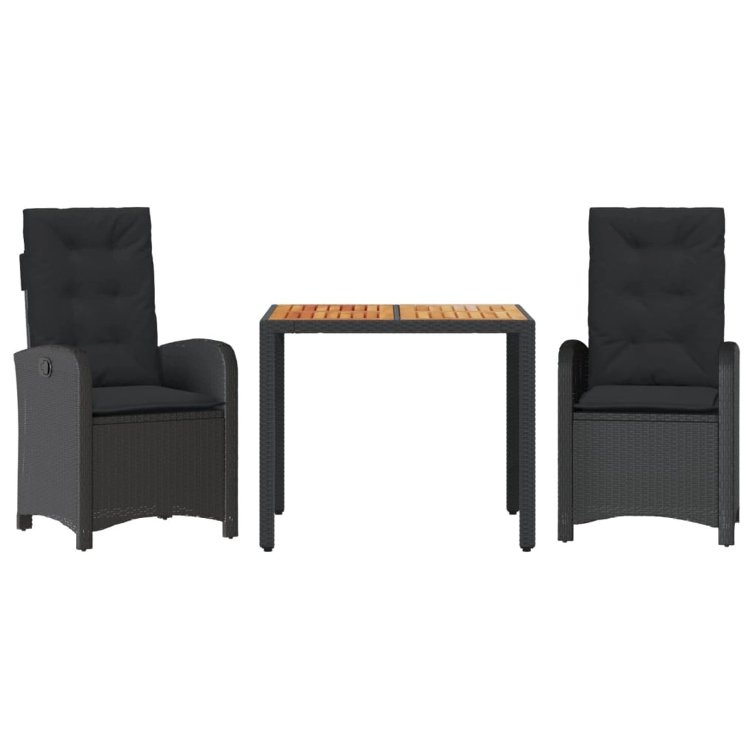 vidaXL 3-Tlg Garten-Essgruppe mit Kissen Schwarz Poly Rattan 3212230 günstig online kaufen