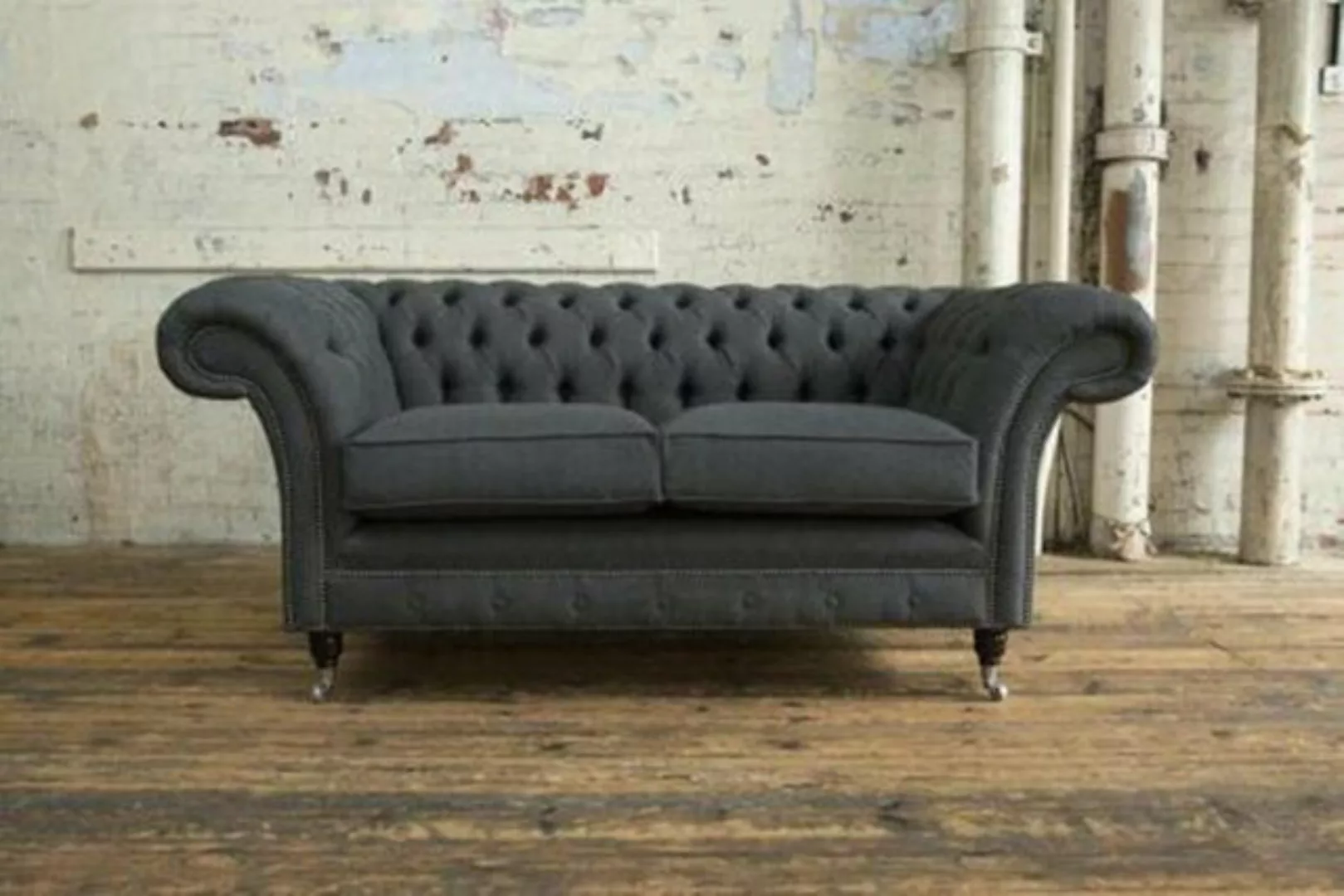 JVmoebel Chesterfield-Sofa, Luxus 2 Sitzer Couch Polster Sofa Textil Stoff günstig online kaufen