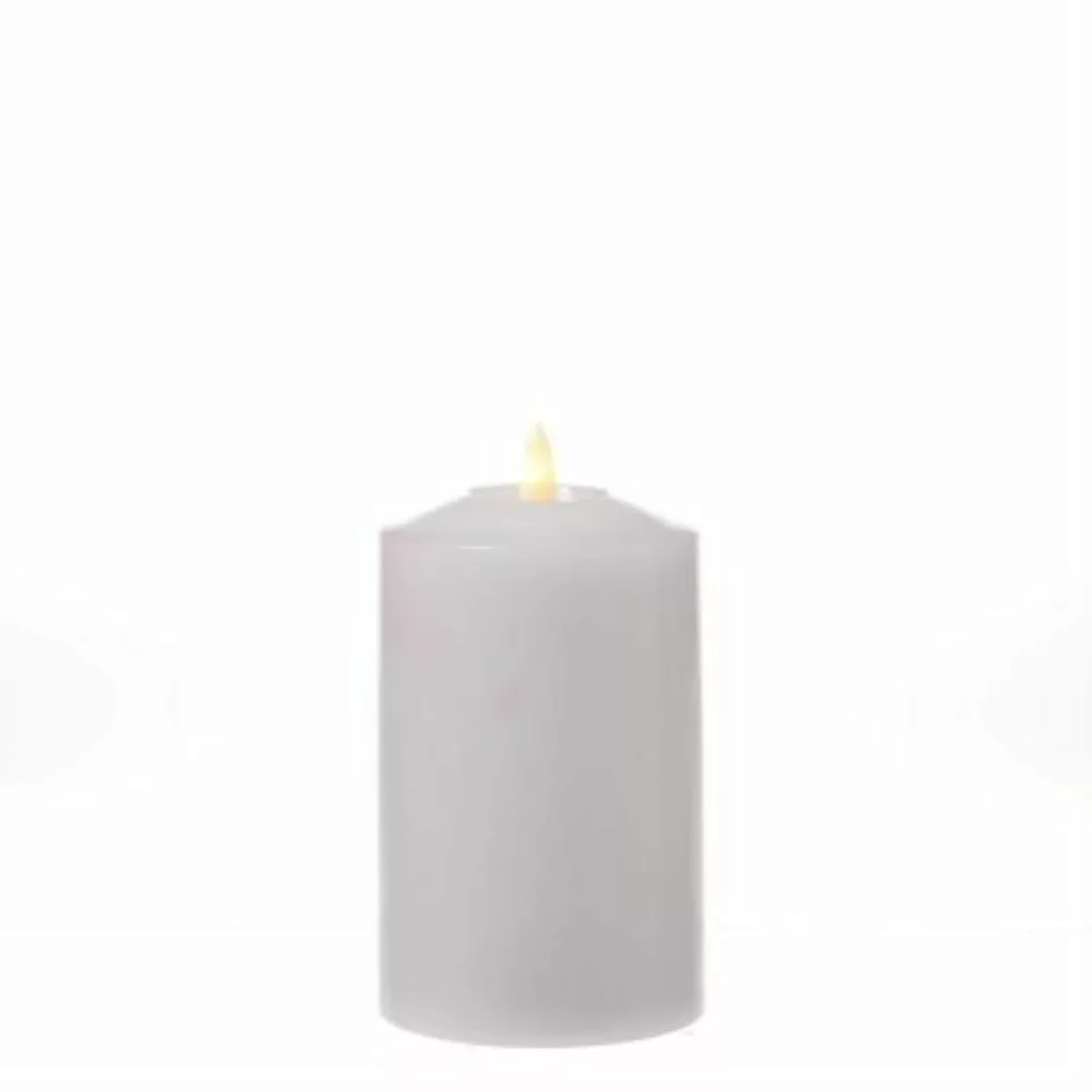 MARELIDA LED Kerze Echtwachs flackernd D: 7,5cm H: 11,5cm weiß günstig online kaufen
