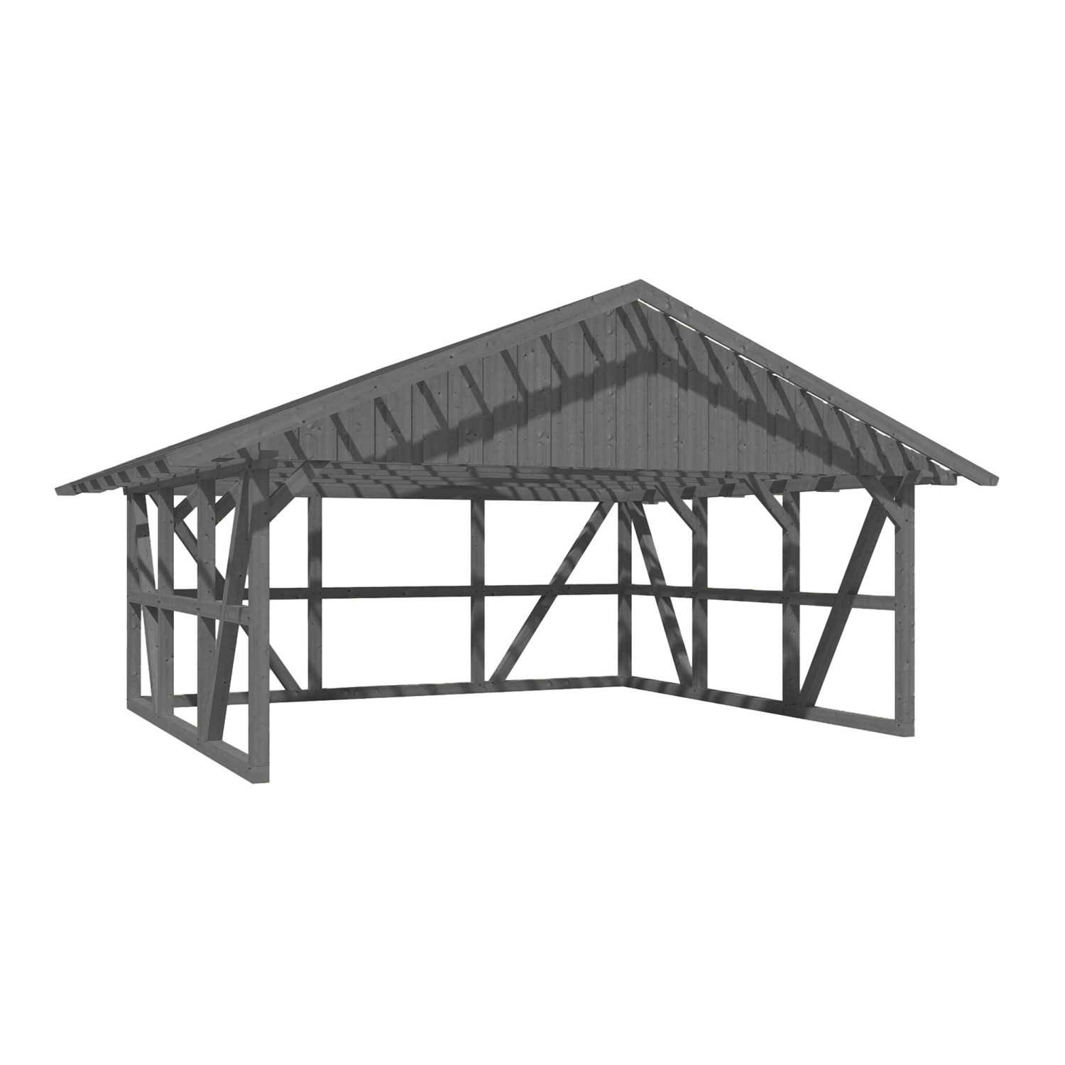 Skan Holz Carport Schwarzwald m. Dachlattung u. Rückwand 684 x 600 cm Grau günstig online kaufen