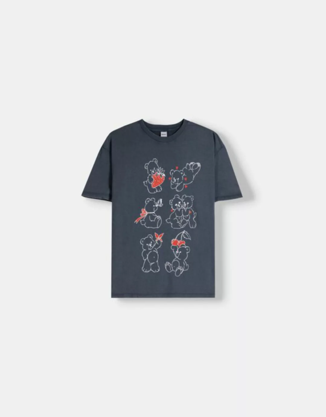 Bershka T-Shirt Mit Print Bskteen L Marinenblau günstig online kaufen