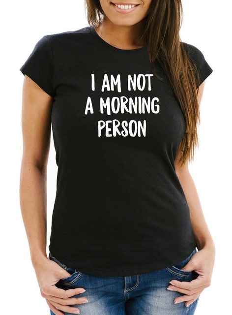 MoonWorks Print-Shirt Damen T-Shirt I am not a morning person Spruch Sprüch günstig online kaufen