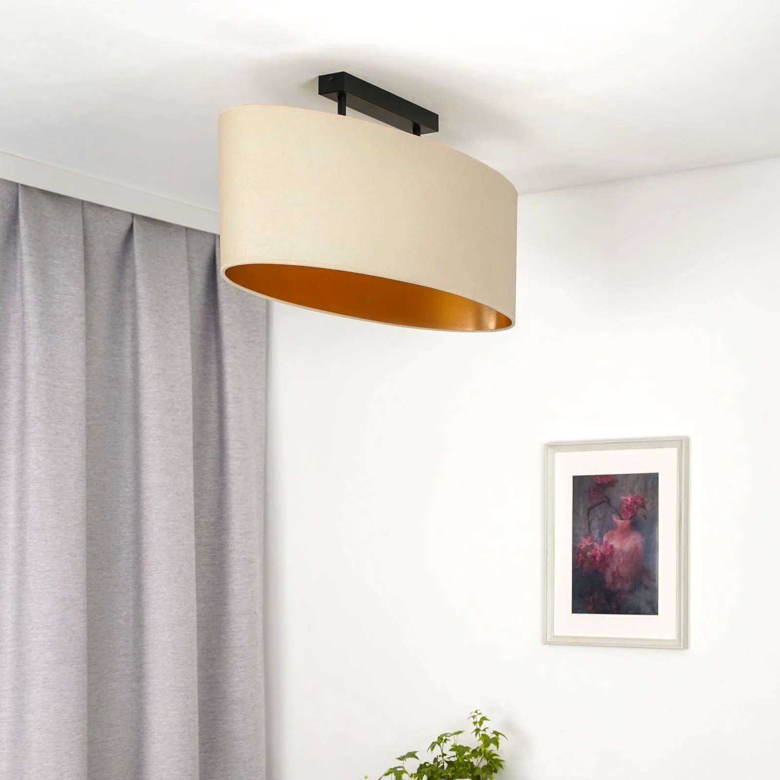 Envostar Deckenlampe Idun hellbeige Lederimitat vegan, 80 cm günstig online kaufen