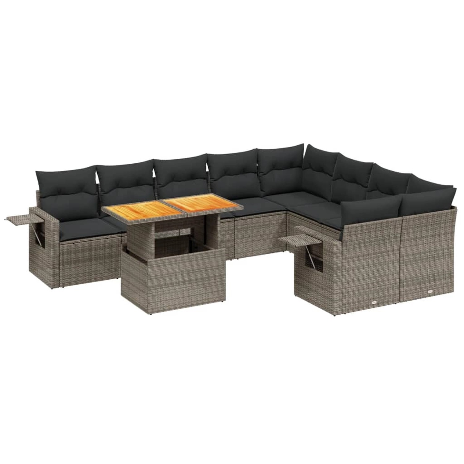 vidaXL 10-Tlg Garten-Sofagarnitur mit Kissen Grau Poly Rattan 3271914 günstig online kaufen