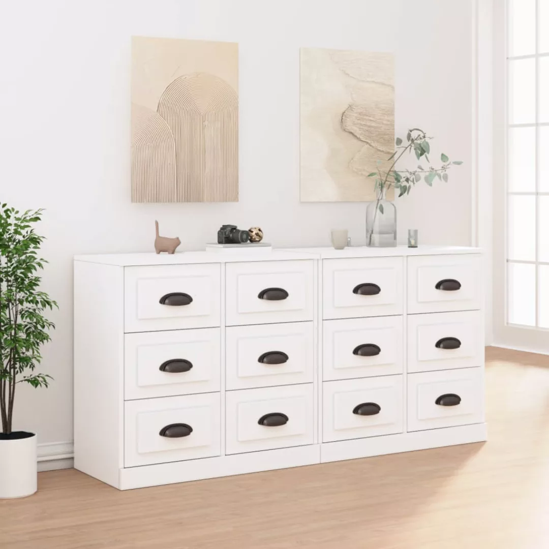 Vidaxl Sideboards 2 Stk. Hochglanz-weiß Holzwerkstoff günstig online kaufen