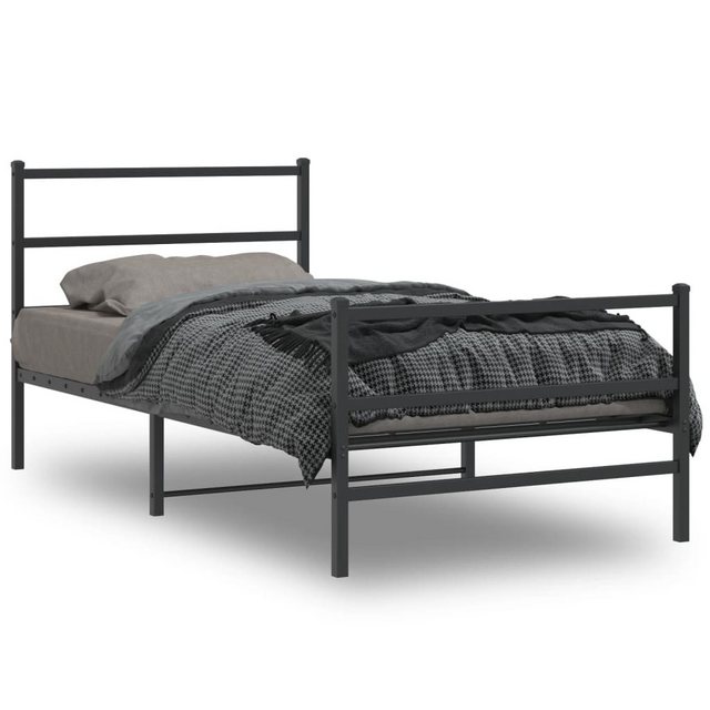 furnicato Bettgestell mit Kopf- und Fußteil Metall Schwarz 107x203 cm (1-tl günstig online kaufen