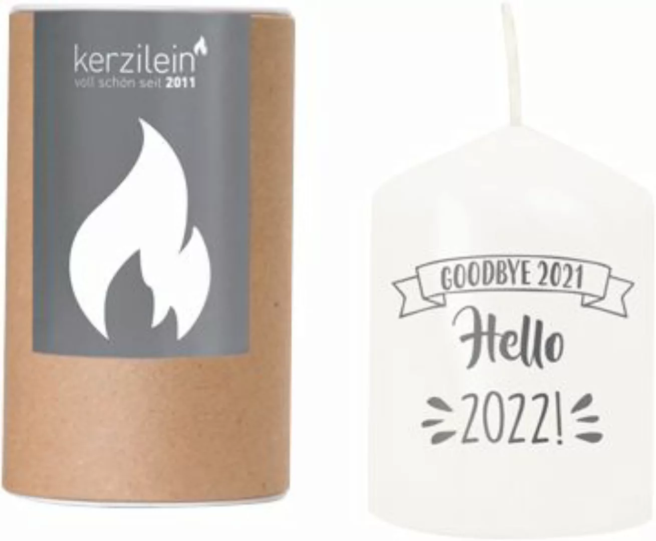 kerzilein "Kerze ""Goodbye 2021 hello 2022!"", H8,5xØ6 cm" anthrazit/weiß günstig online kaufen