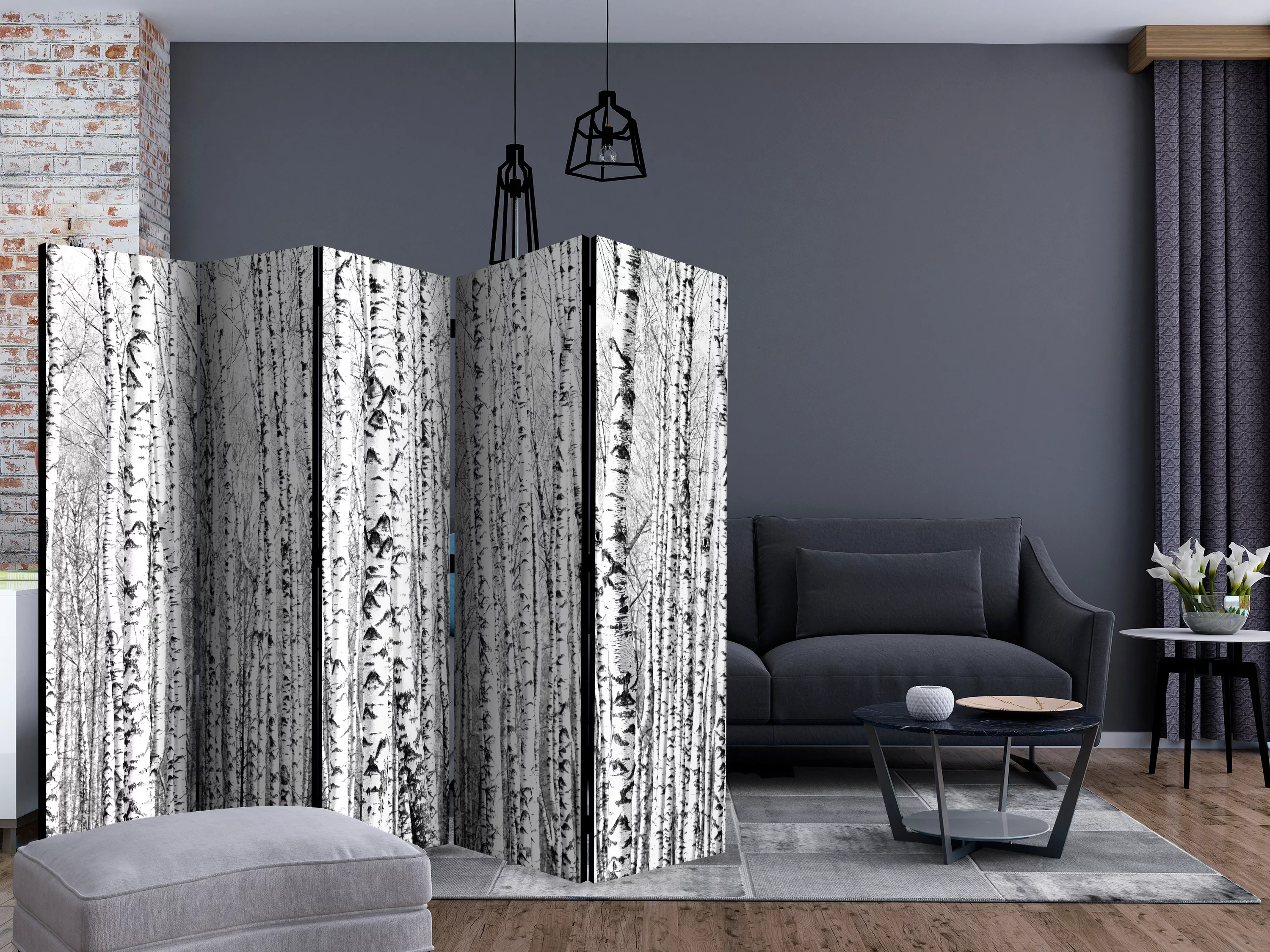 5-teiliges Paravent - Birch Forest Ii [room Dividers] günstig online kaufen