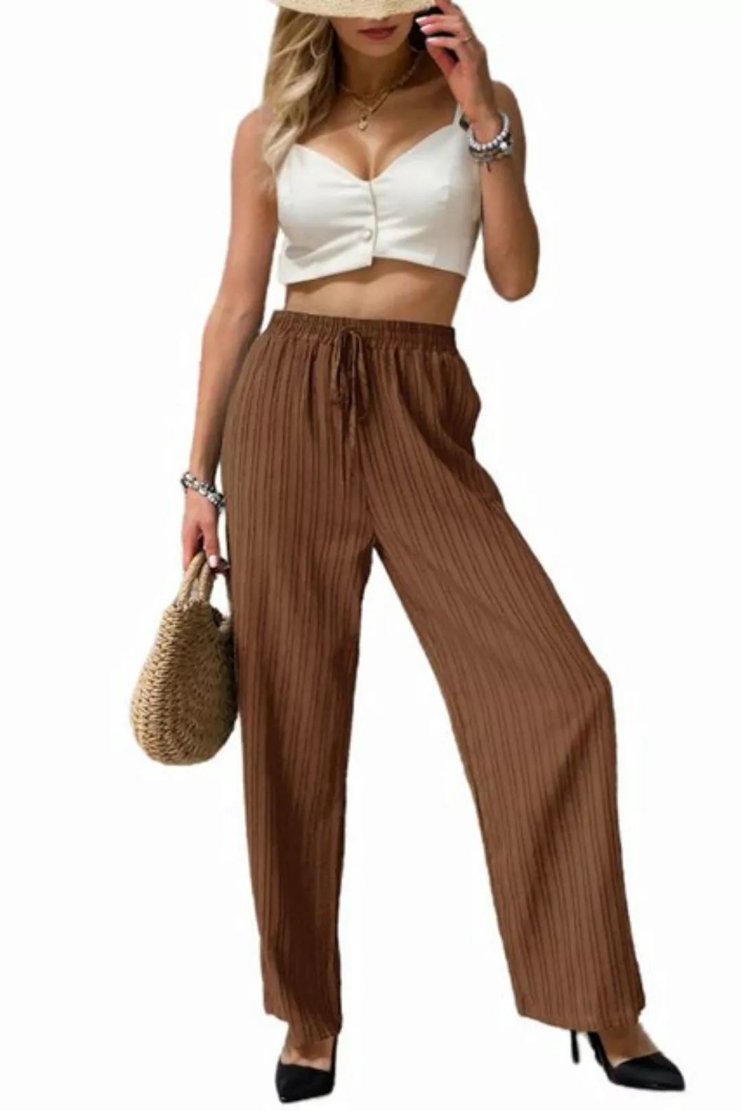 JDMGZSR Loungehose Damen Sommer einfarbig Bundfaltenhose Tägliche Freizeit günstig online kaufen