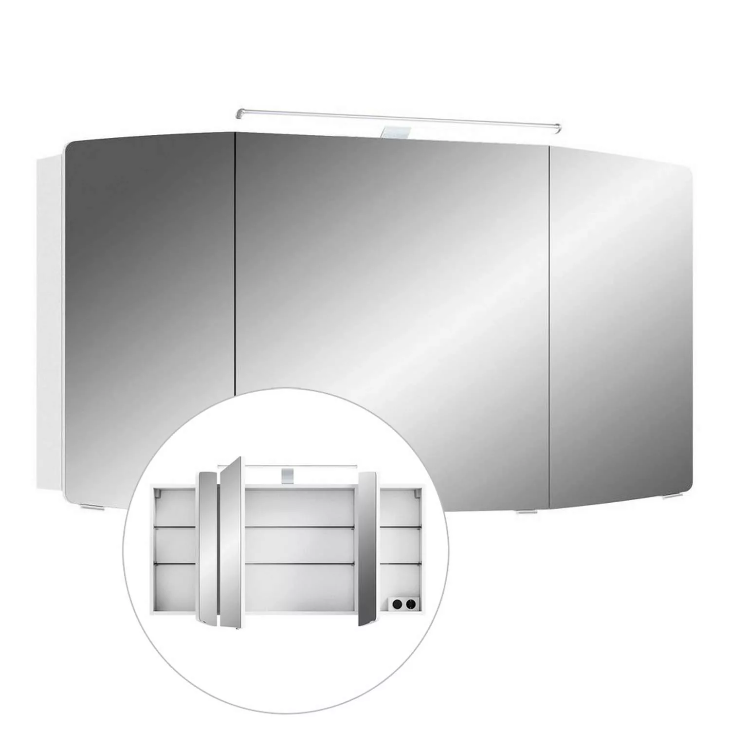 Badezimmer Spiegelschrank 120cm inkl. LED-Beleuchtung, CERVIA-66 in weiß, B günstig online kaufen