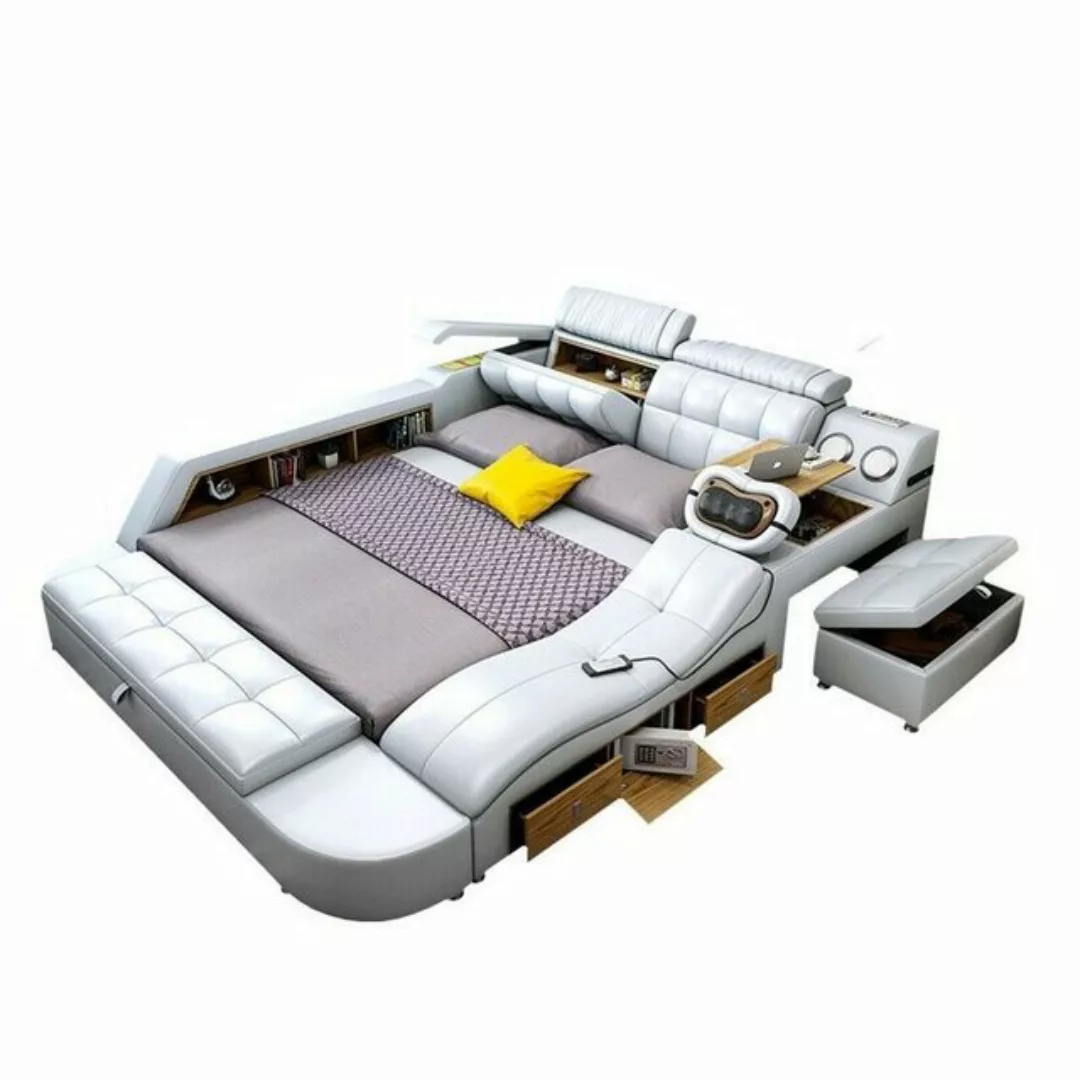 JVmoebel Bett Design Bett XXL Big Leder Hotel Polster 180x200 Multifunktion günstig online kaufen