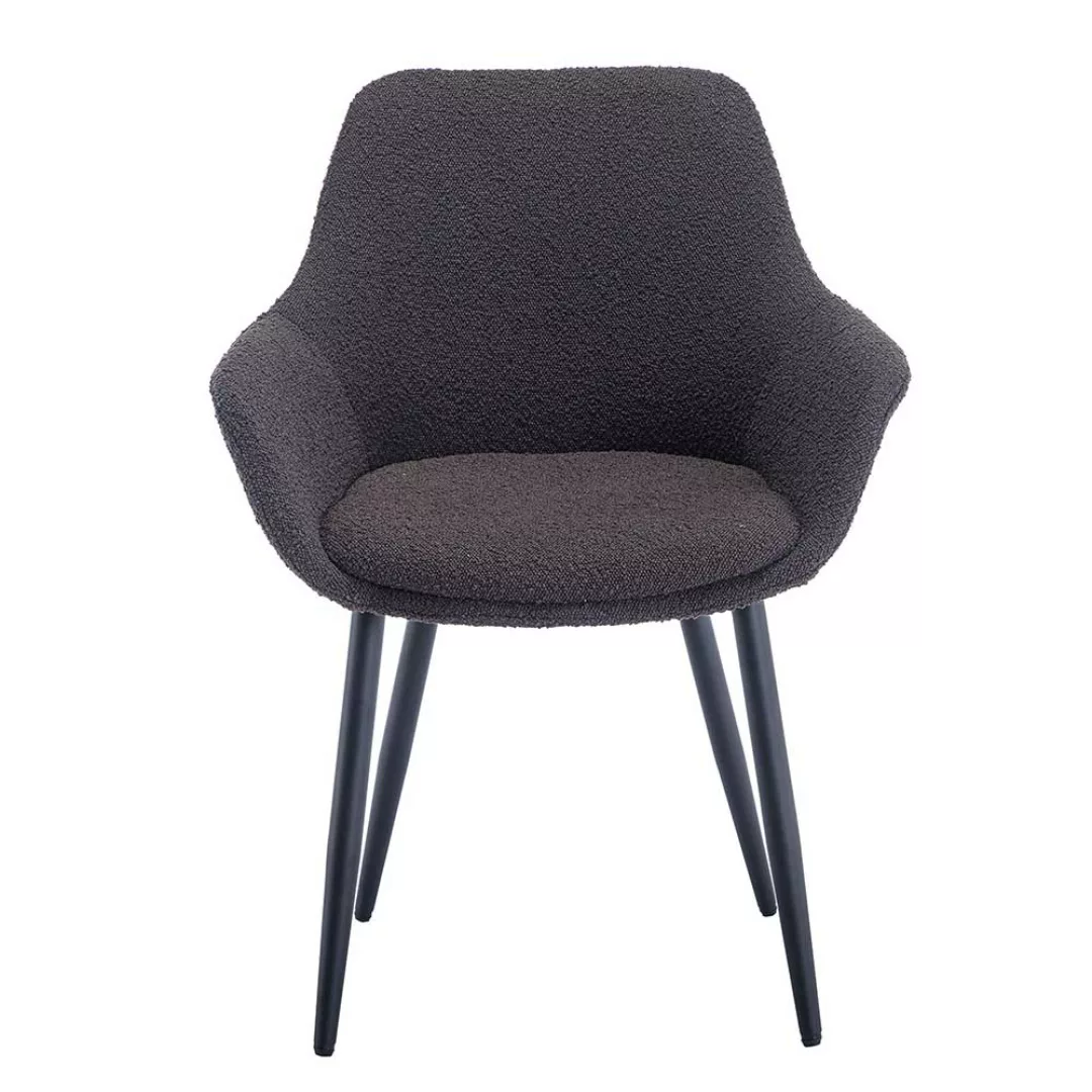Esstisch Stühle Boucle modern in Anthrazit 64 cm breit (2er Set) günstig online kaufen