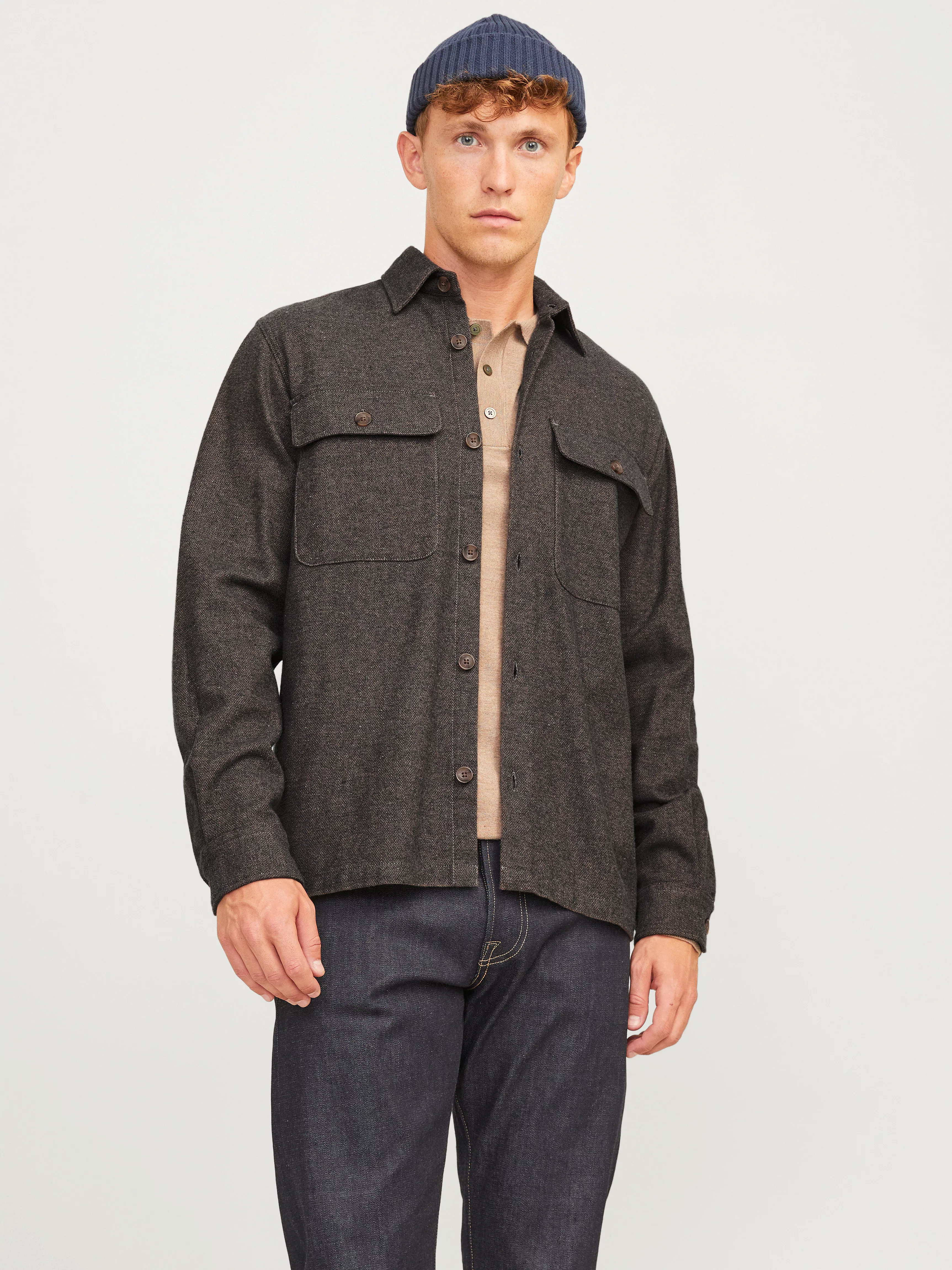 Jack & Jones Langarmhemd "JPRRAYMOND MELANGE SOLID LS OVERSHIRT SN" günstig online kaufen