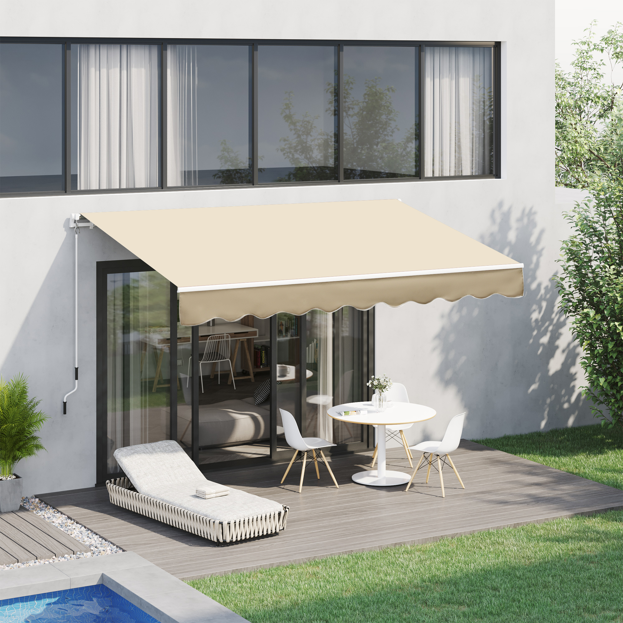 Outsunny Markise manuell ausziehbar 295 x 245 cm Terrassenmarkise mit Kurbe günstig online kaufen