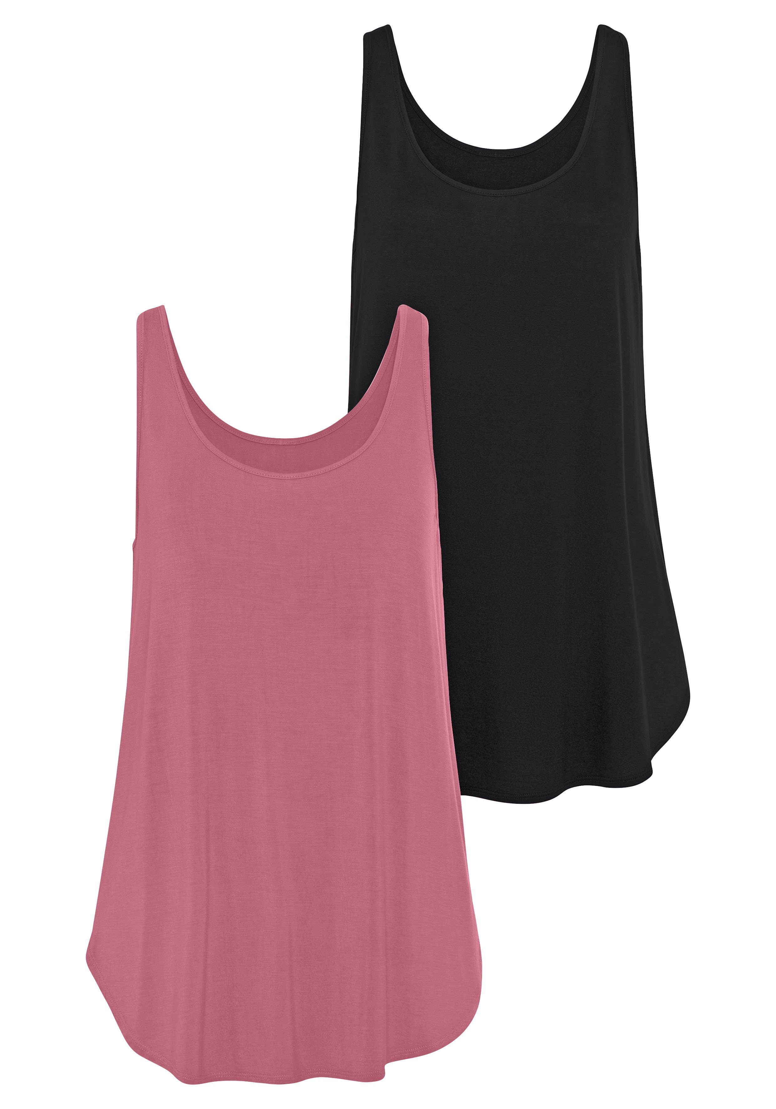 LASCANA Longtop "mit gerundetem Saum", (2er-Pack), aus weichem Viskose-Stre günstig online kaufen