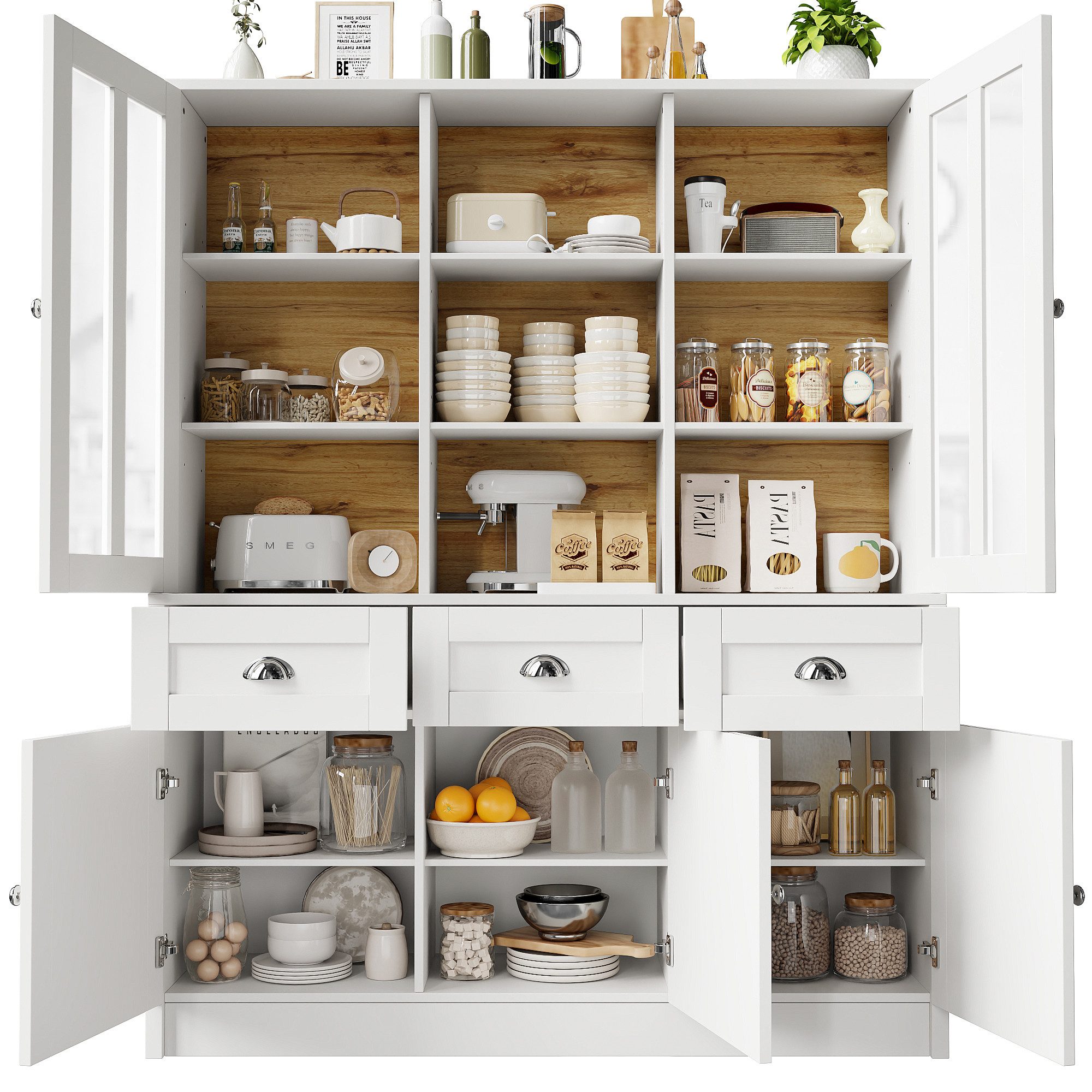 MODFU Hochschrank Vitrinenschrank,Küchenschrank (140x38,5x175 cm Moderner günstig online kaufen