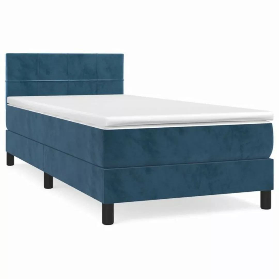 vidaXL Boxspringbett Boxspringbett mit Matratze Dunkelblau 90x200 cm Samt B günstig online kaufen