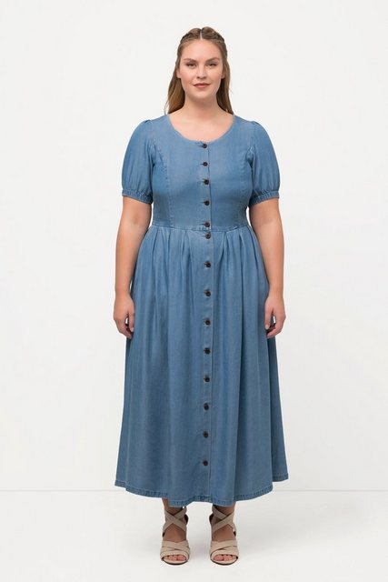 Ulla Popken Dirndl Trachtenkleid Jeansoptik Herzausschnitt Halbarm günstig online kaufen