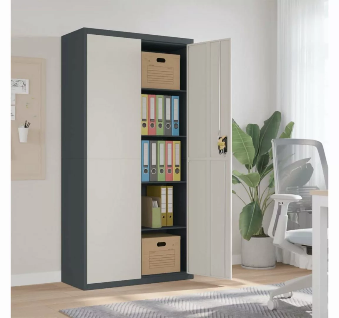 furnicato Aktenschrank Anthrazit und Weiß 90x40x180 cm Stahl günstig online kaufen