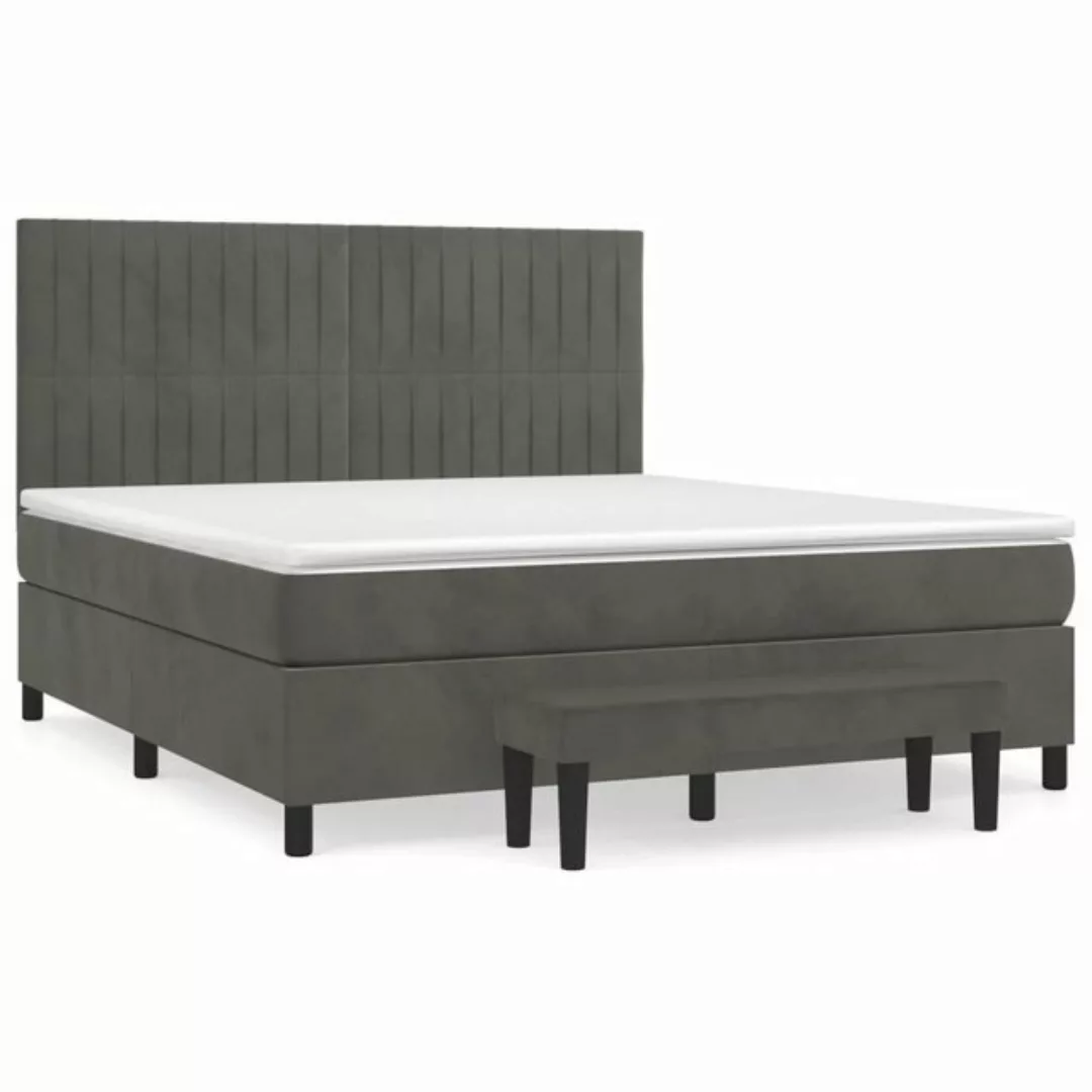 vidaXL Bettgestell Boxspringbett mit Matratze Dunkelgrau 180x200 cm Samt Be günstig online kaufen