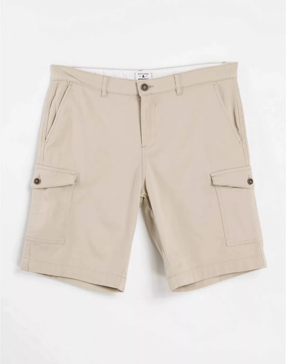 Jack & Jones Intelligence – Cargo-Shorts aus Twill in Beige-Neutral günstig online kaufen