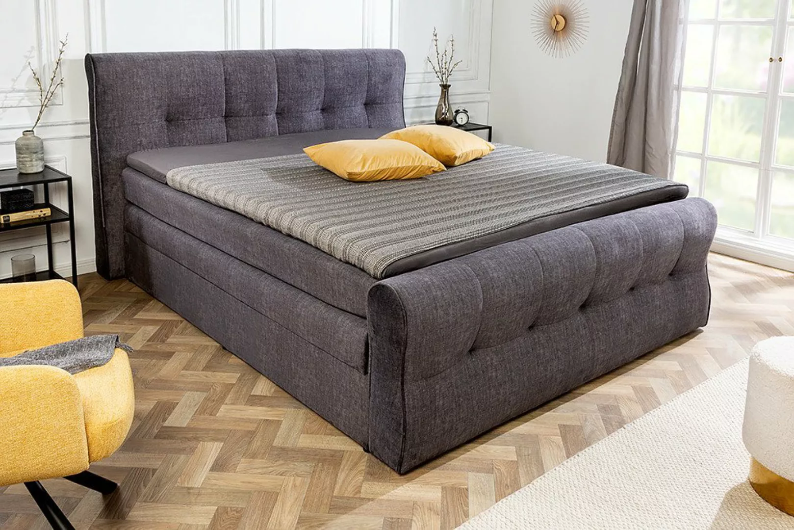 riess-ambiente Boxspringbett SIGNUM 160x200cm dunkelgrau · Queensize (Einze günstig online kaufen