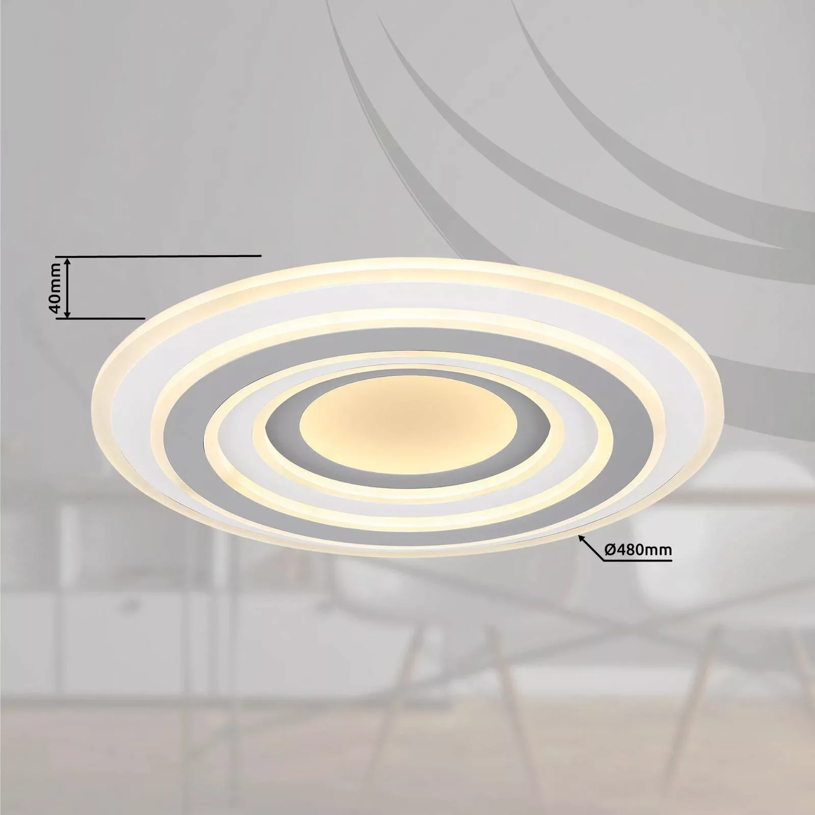 LED-Deckenleuchte Sabatino, weiß/anthrazit, Ø 48 cm, CCT günstig online kaufen